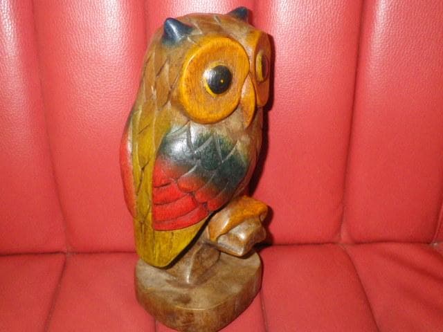 フクロウ★木彫り★置物★OWL★ミミズク★鳥★梟★縁起物★レトロ★不苦労★可愛い