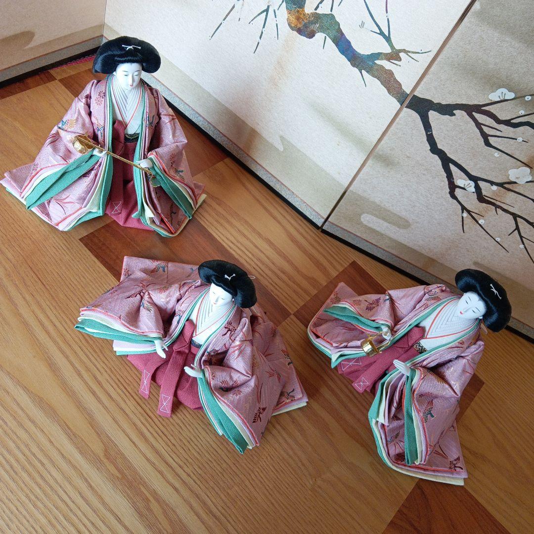 京雛人形 三人官女 ☆豪華京錦織仕上☆