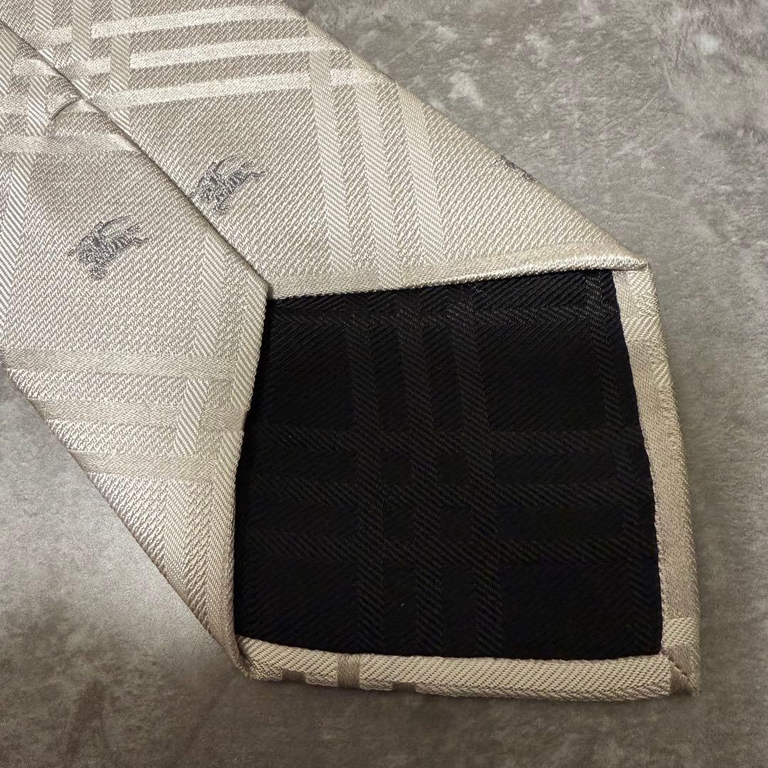 【✨美品✨】BURBERRY バーバリー ネクタイ シルバー チェック 結婚式