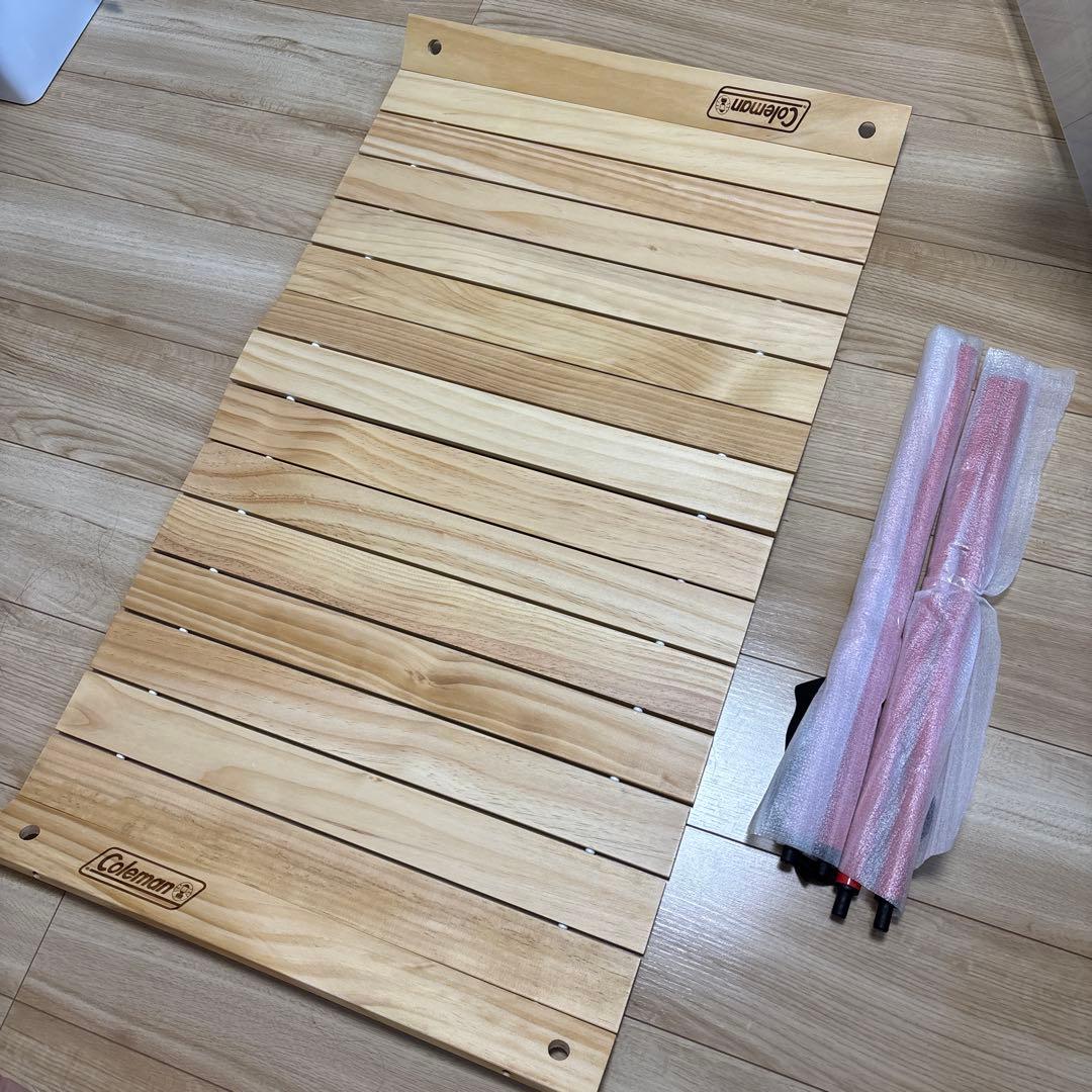 Coleman コールマン アウトドアワゴンウッドロールテーブル