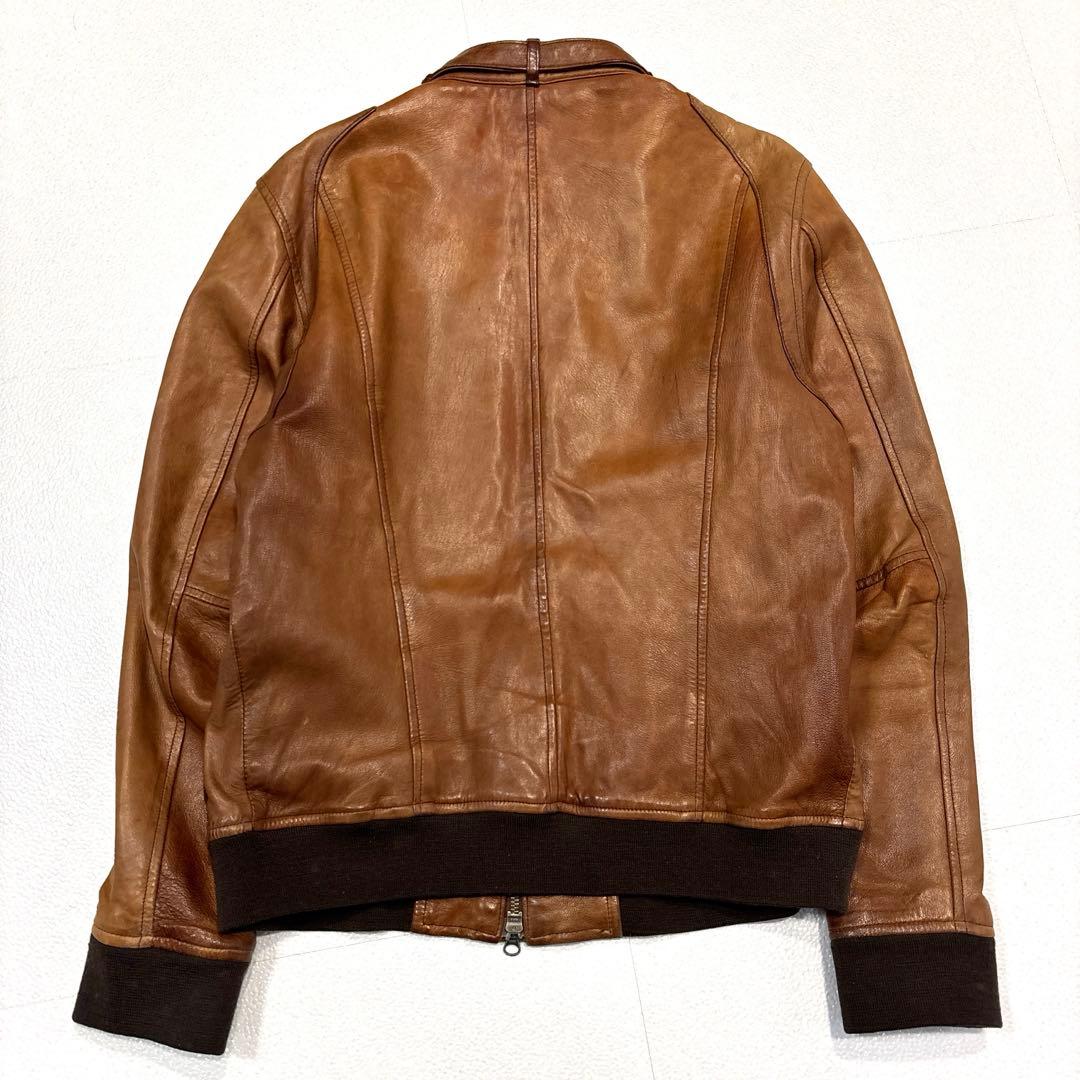 【メンズL】HARE ハレ　レザージャケット　ライダース　バンドカラー　ラム