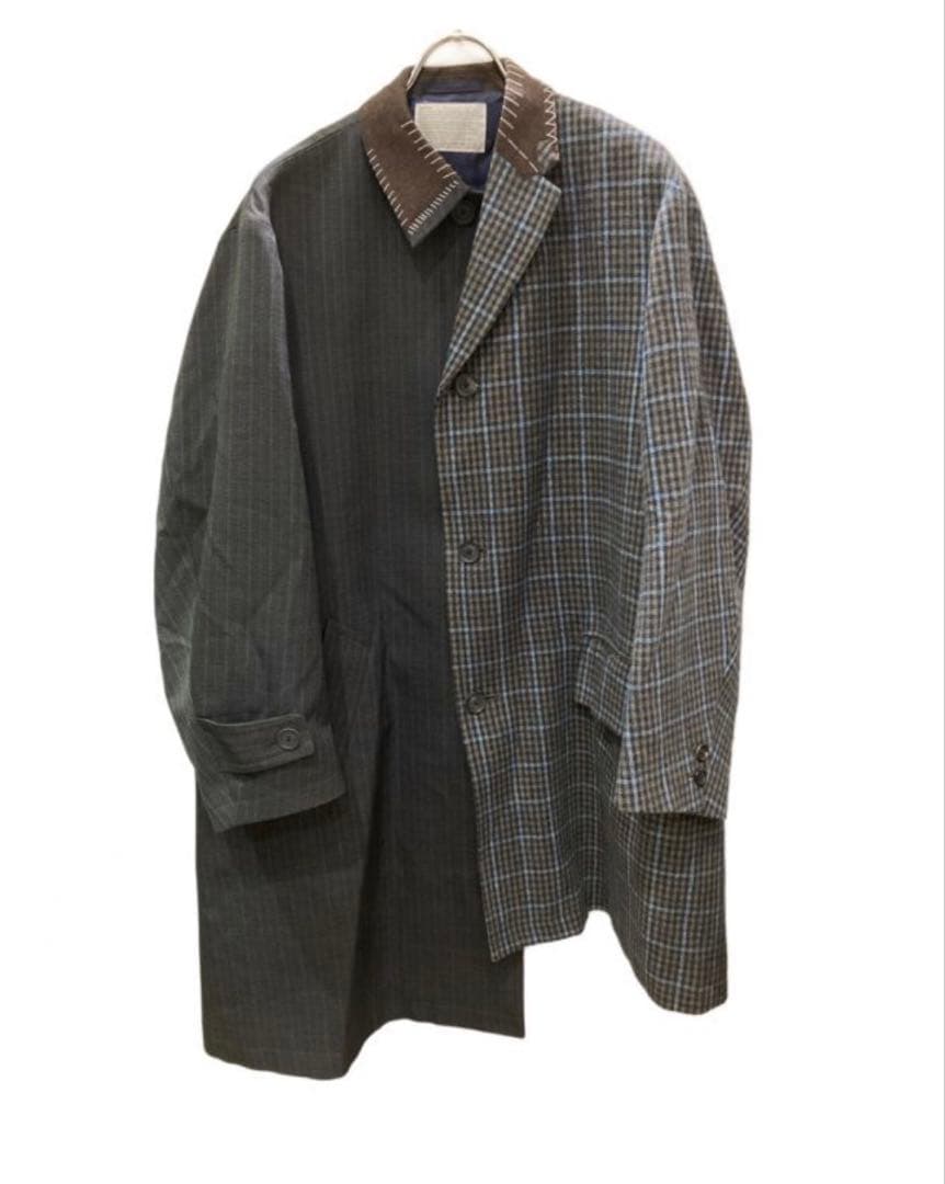 kolor ドッキングコート ストライプ チェック 121WCM-C08104S