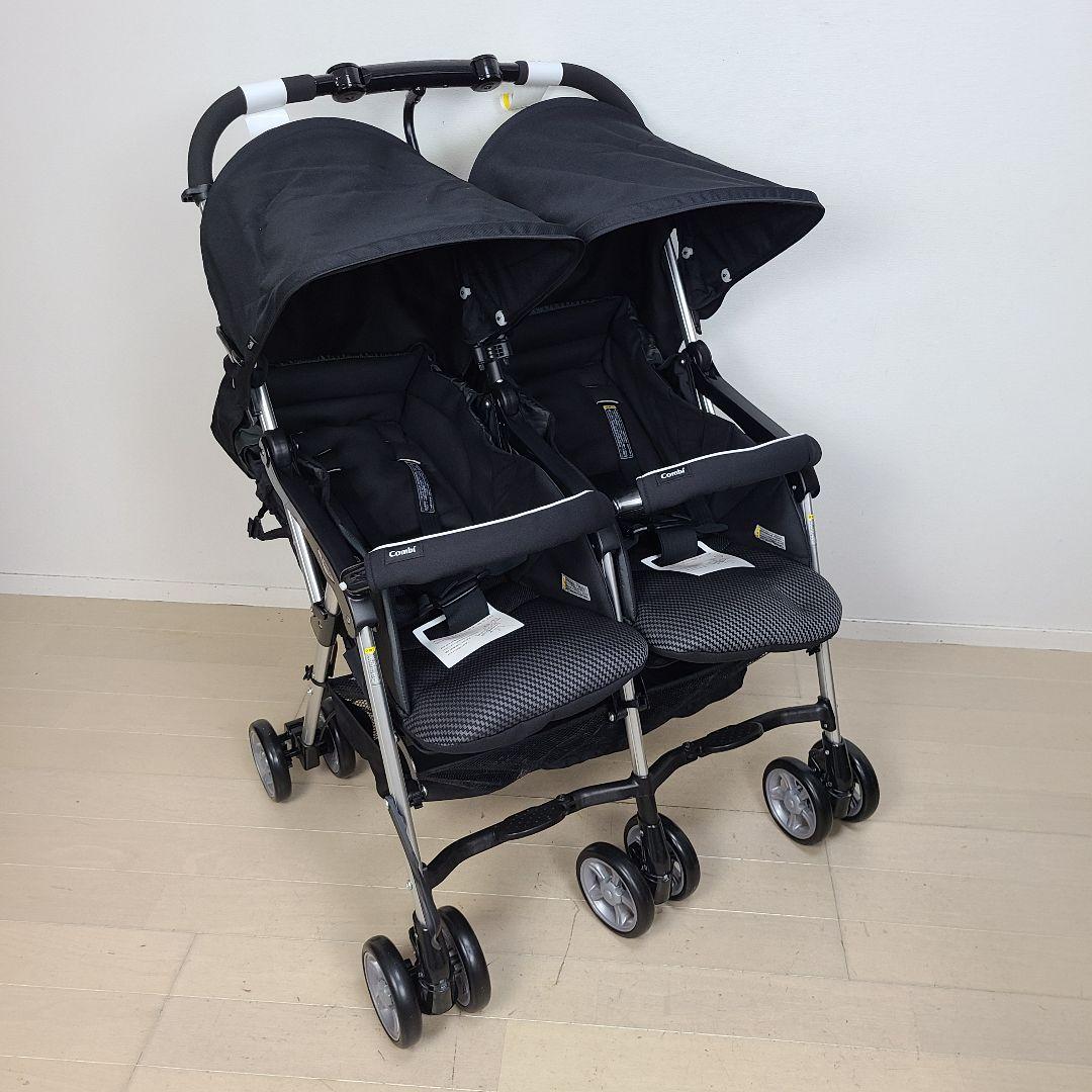 【美品】コンビ Combi ベビーカー ツインスピン ブラック 双子 2人乗り