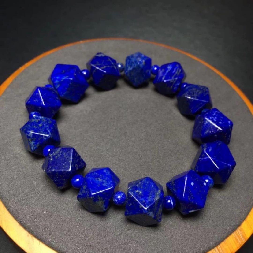 【希少】天然石 ラピスラズリ ブレスレット 12面カット 瑠璃 現状品