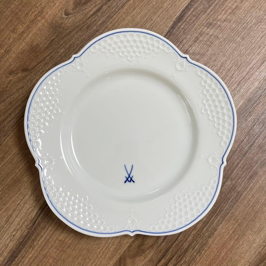 マイセン 剣マーク C＆S 2客 / プレート 2枚 / ホワイトレリーフ1枚