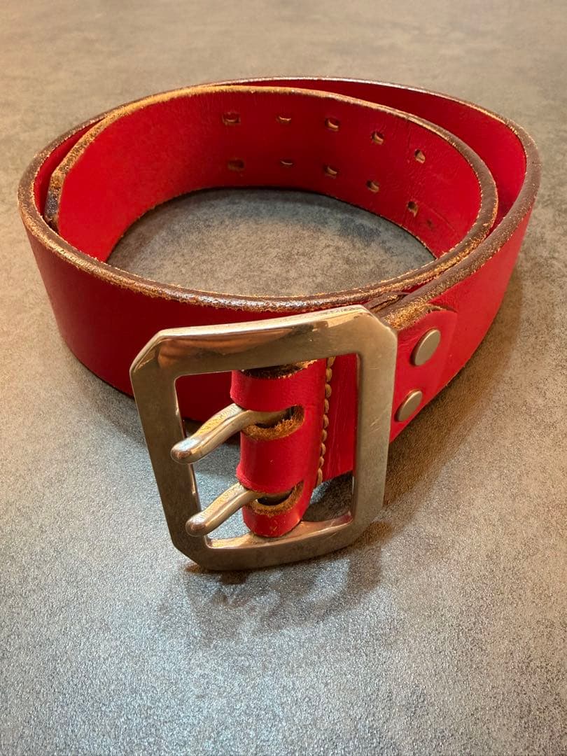 エヴィス ど根性ベルト レザーベルト 赤 レッド EVISU