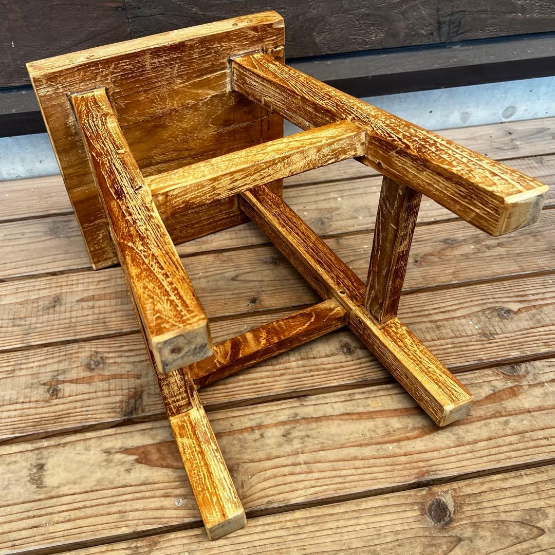 オールドチーク材のスツール 無垢材 角型 腰掛け 椅子 スツール 手作り チェア