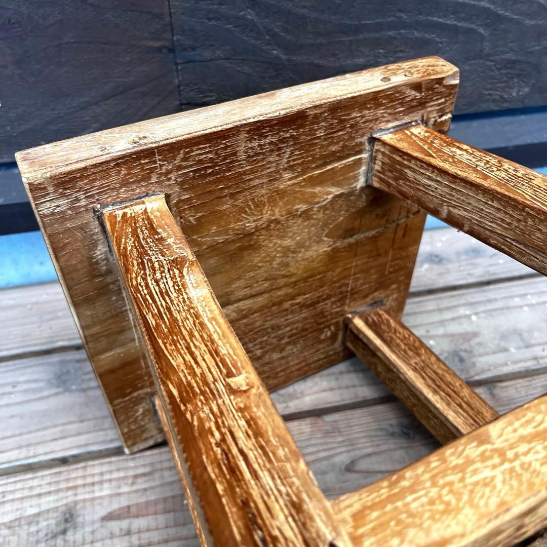 オールドチーク材のスツール 無垢材 角型 腰掛け 椅子 スツール 手作り チェア