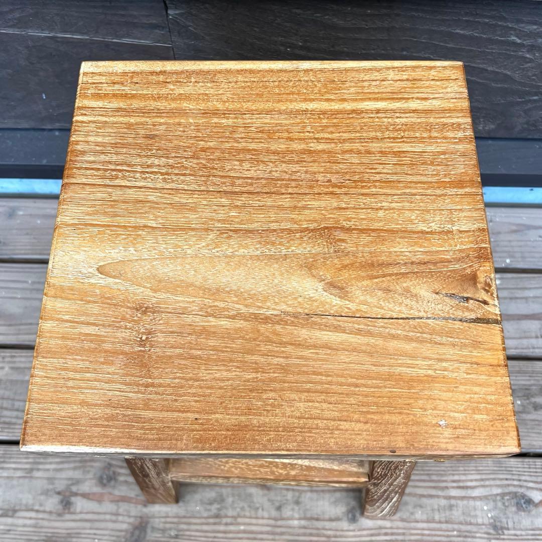 オールドチーク材のスツール 無垢材 角型 腰掛け 椅子 スツール 手作り チェア