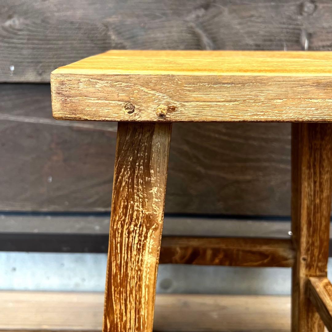 オールドチーク材のスツール 無垢材 角型 腰掛け 椅子 スツール 手作り チェア