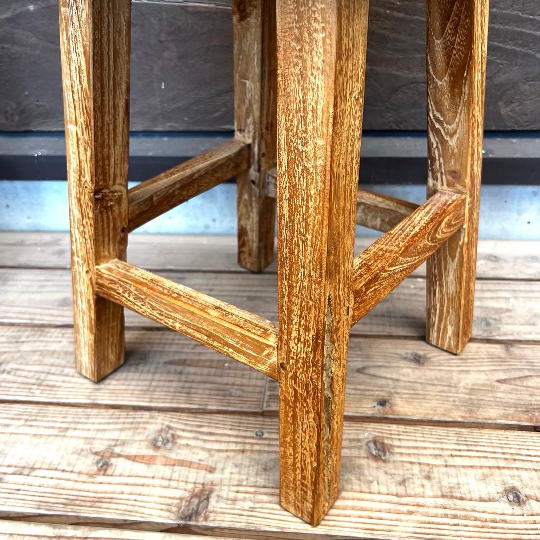 オールドチーク材のスツール 無垢材 角型 腰掛け 椅子 スツール 手作り チェア