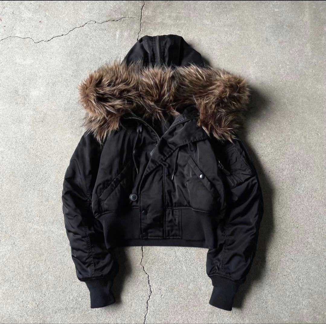 AZUL by moussyファージャケット 黒