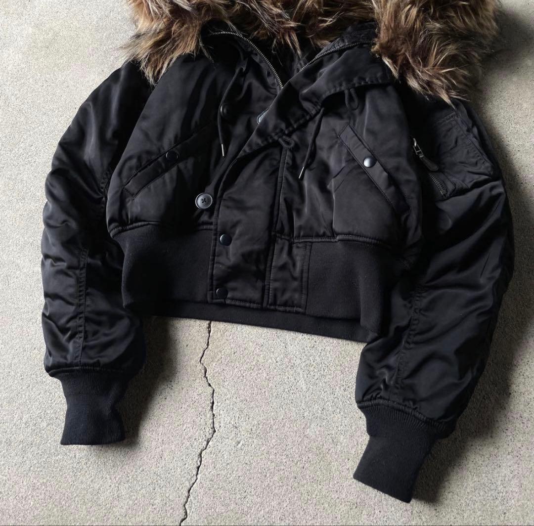 AZUL by moussyファージャケット 黒