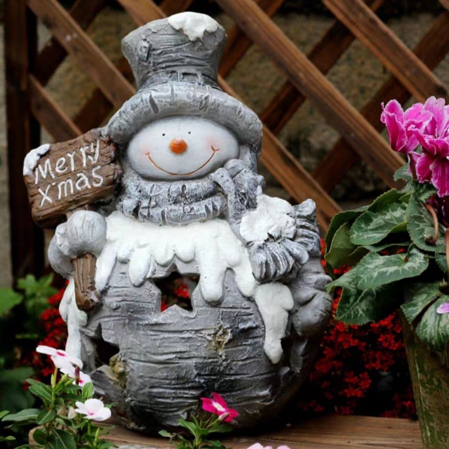 ロウソク入れタイプ・シックな雰囲気のBigスノーマンオブジェ.˳˳.⋅❄︎.*