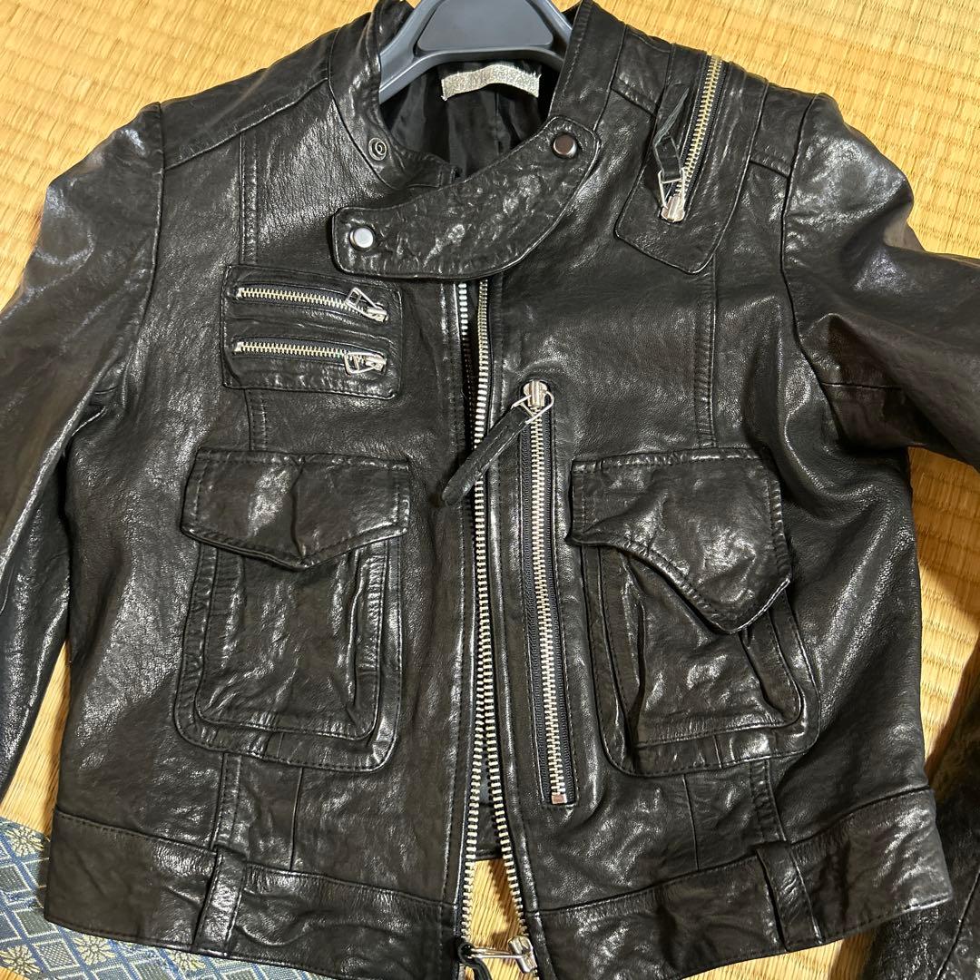 フロムファーストミュゼ　ブラック 牛革 ジャケット ショート丈