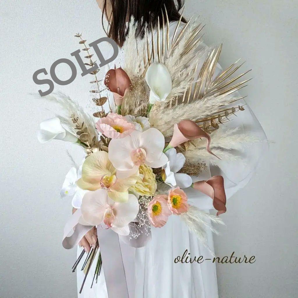 【特別価格】コチョウランのウェディングブーケ＆ブートニア 結婚式 前撮り