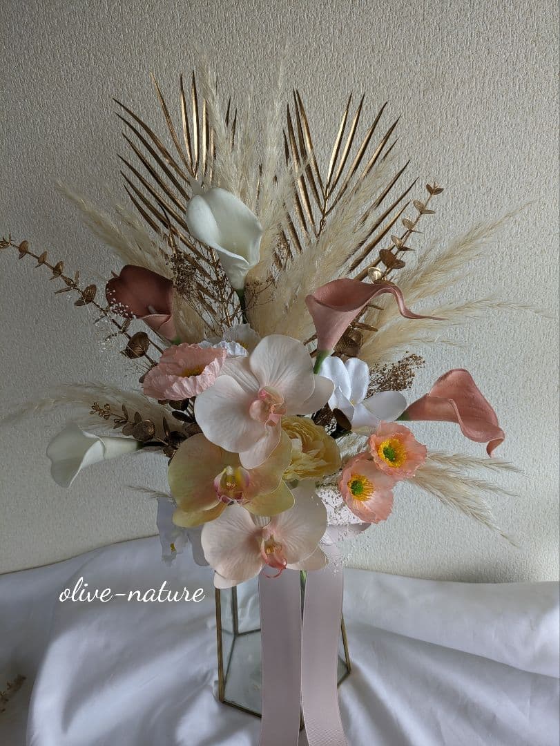 【特別価格】コチョウランのウェディングブーケ＆ブートニア 結婚式 前撮り