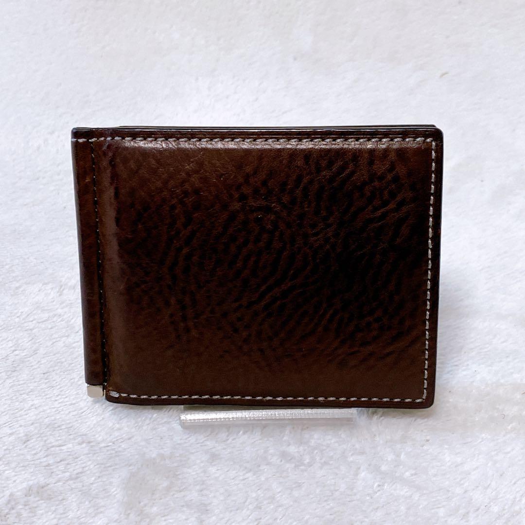 美品　土屋鞄　マネークリップウォレット　ダークブラウン　小銭入れ　カードポケット