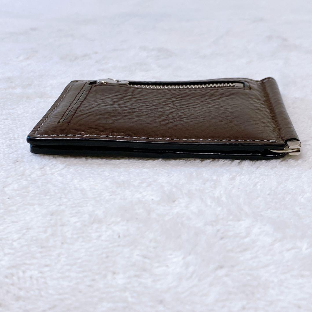 美品　土屋鞄　マネークリップウォレット　ダークブラウン　小銭入れ　カードポケット