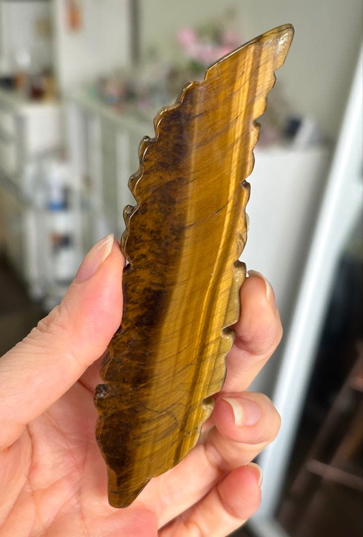 あ〜きゃん♬様　高品質　タイガーアイ　大きめ　羽根　フェザー