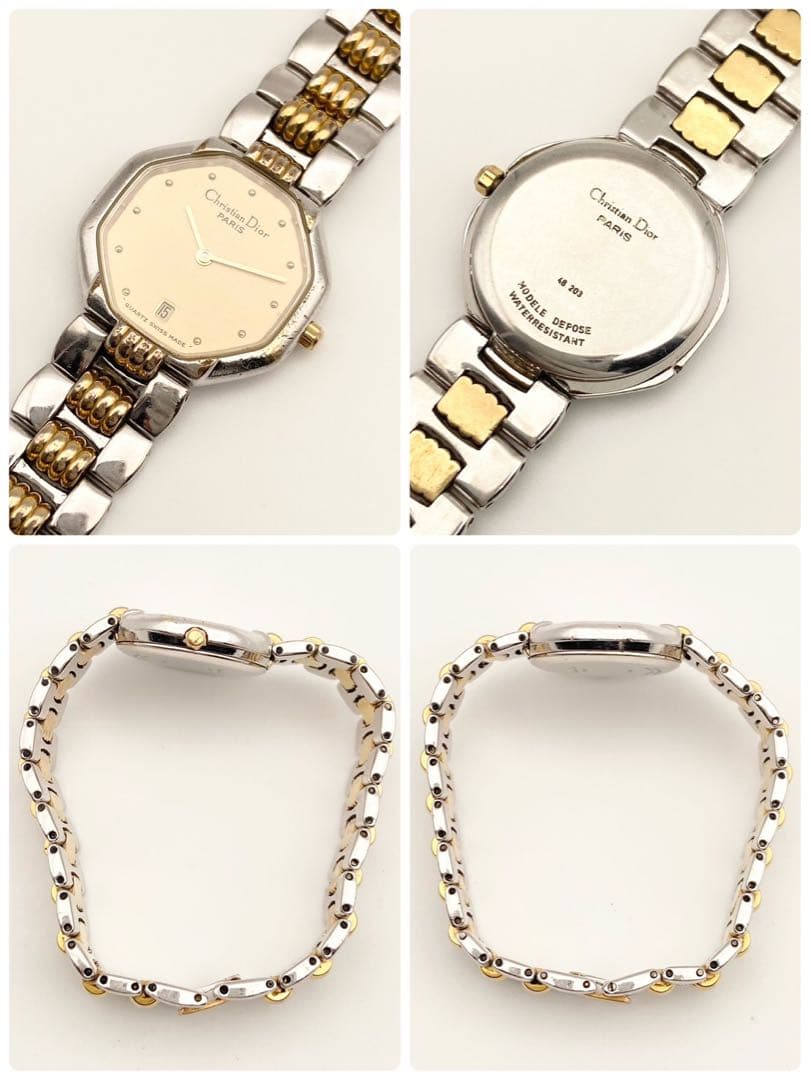 【稼働品】ディオール　オクタゴン　クォーツ 腕時計 コンビ レディース