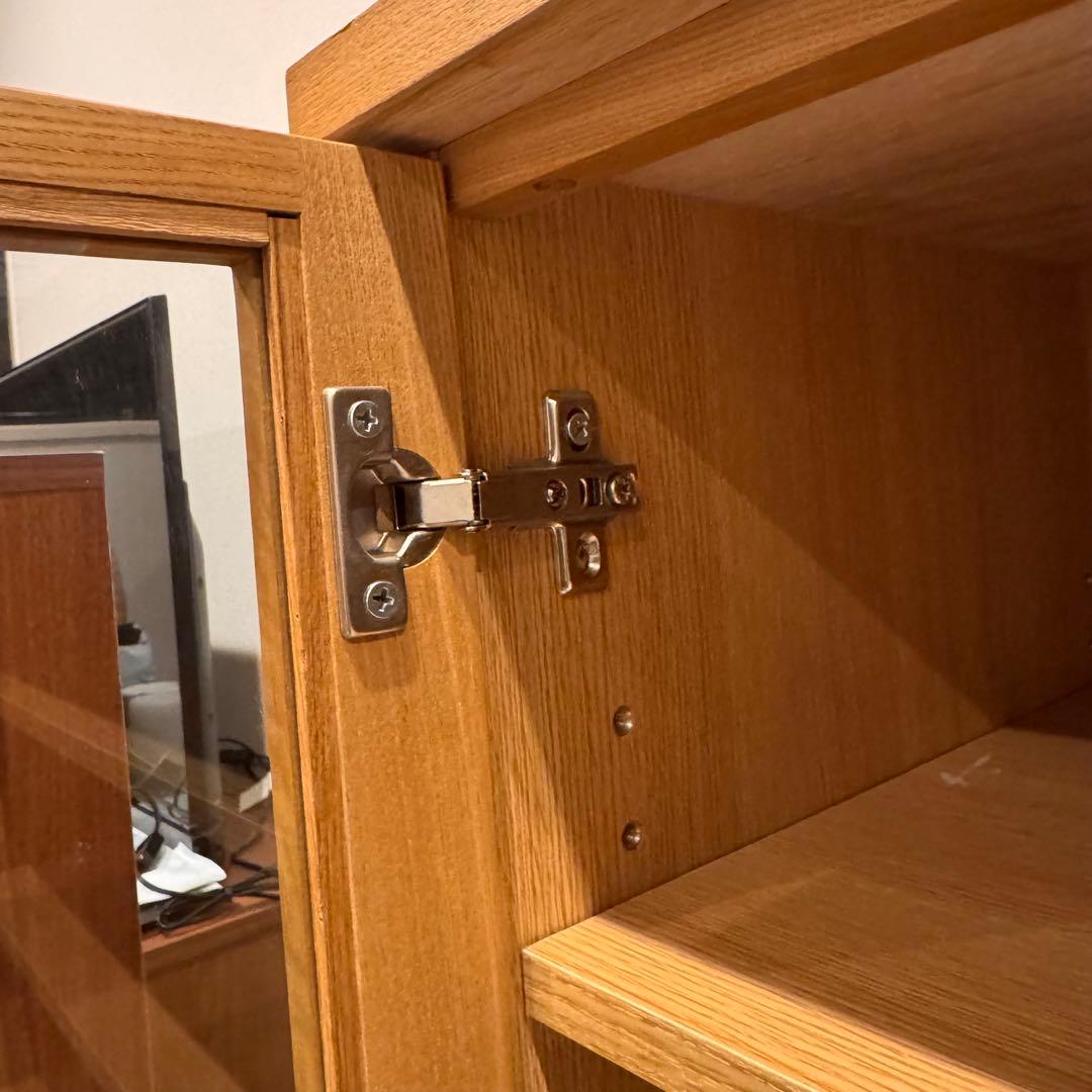 無印良品 脚付木製キャビネット ガラス扉 リビング収納 本棚 食器棚 インテリア