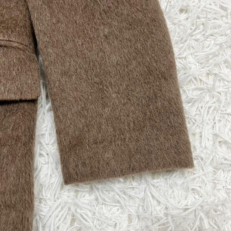 美品 FURSAC チェスターコート ダブルブレスト ブラウン アルパカ混