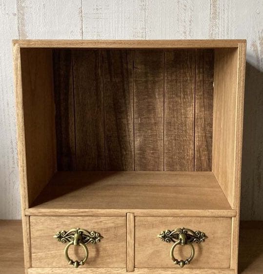 アンティーク風ディスプレイ棚　小引き出し付