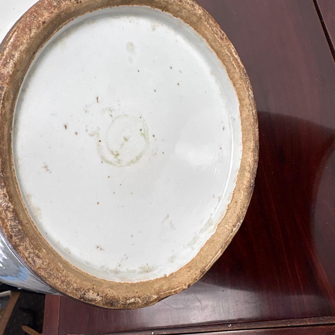 清時代中期 粉彩博古圖紋様 磁器大花瓶 伝世品焼約58cm