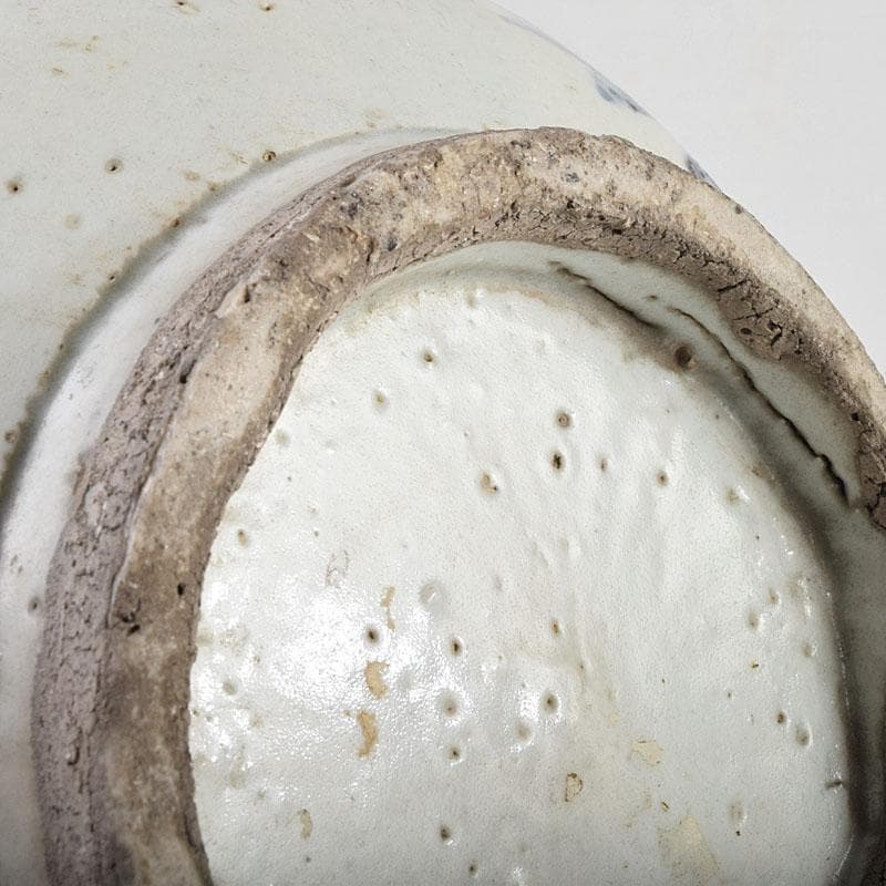 朝鮮美術　李朝　高麗白磁　染付　花文　壷　時代箱付　F　R9160B