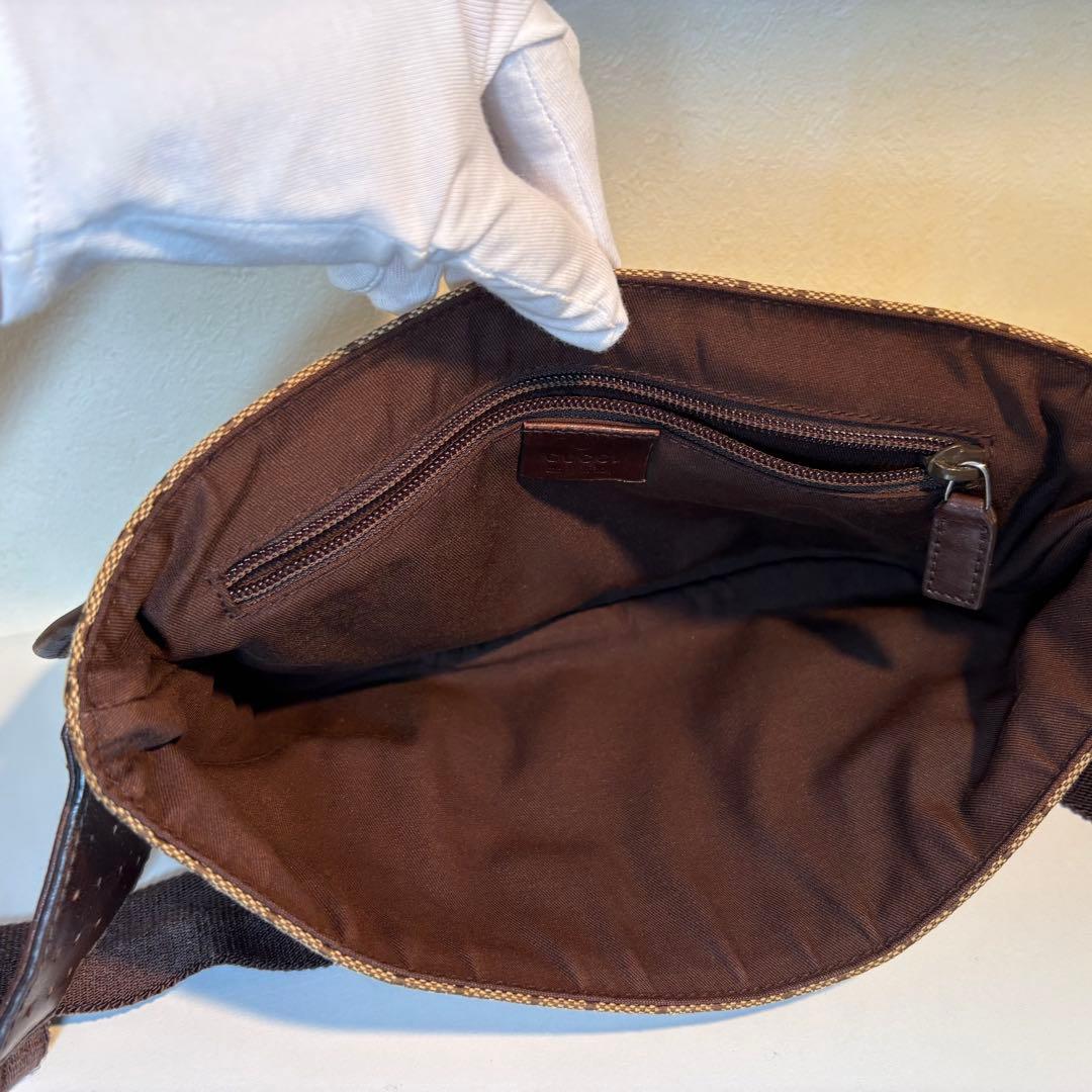 グッチ GUCCI ボディバッグ GG キャンバス レザー ブラウン