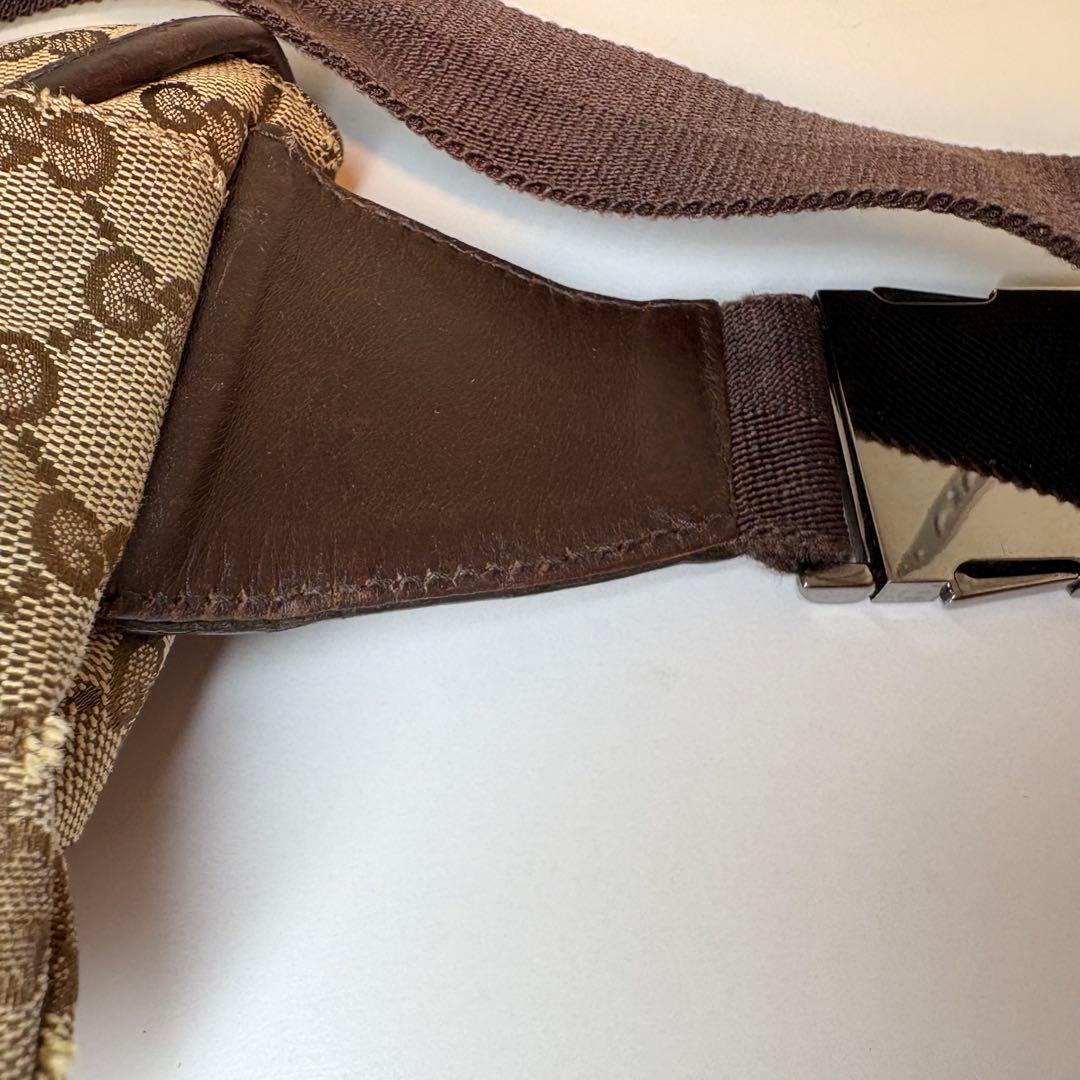 グッチ GUCCI ボディバッグ GG キャンバス レザー ブラウン