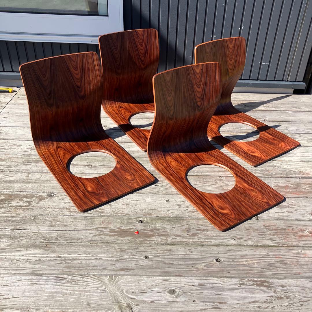 昭和レトロ 天童木工 Tendo 曲げ木 木製座椅子 4脚セット プライウッド