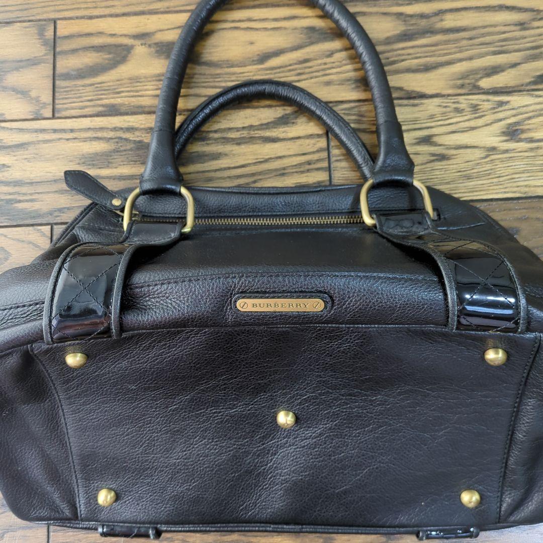 【希少美品】burberry バーバリー バッグ ボストンバッグ レザー 革 黒