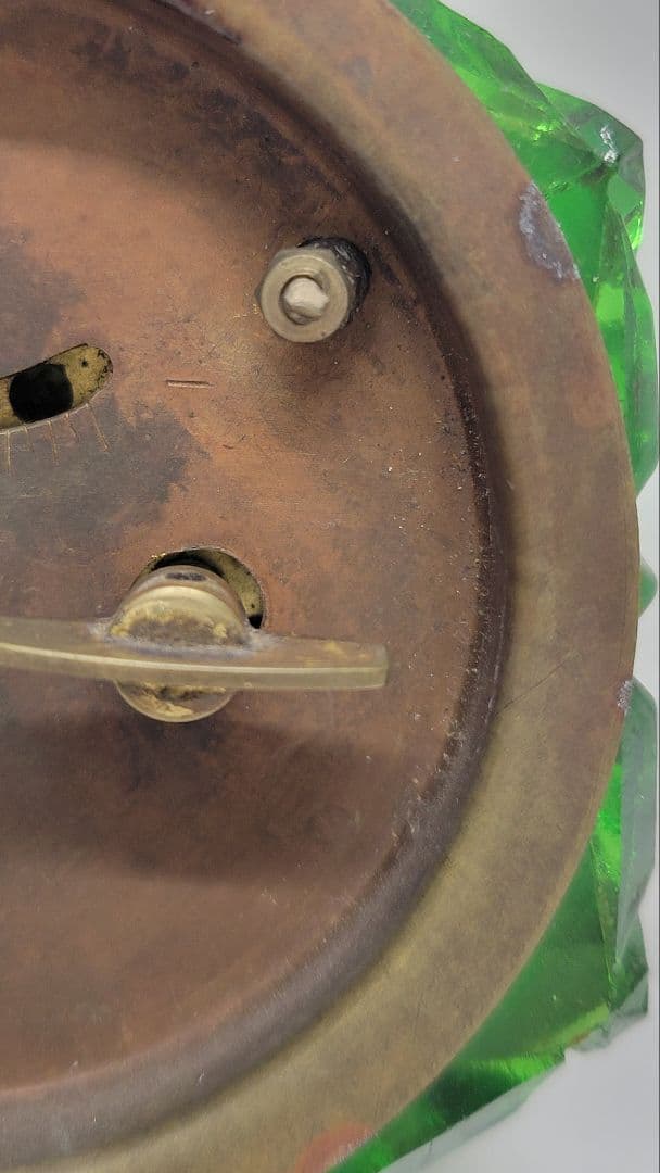 精工舎 硝子ビー 昭和初期 ヴィンテージ 緑色ガラス置時計 多面体カット