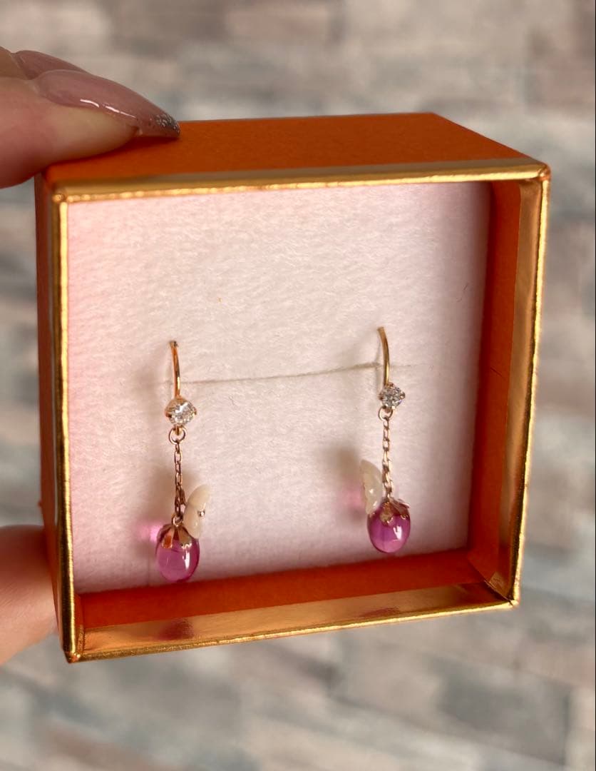 TAKE-UP pure いちごピアス　フックピアス　K10PG