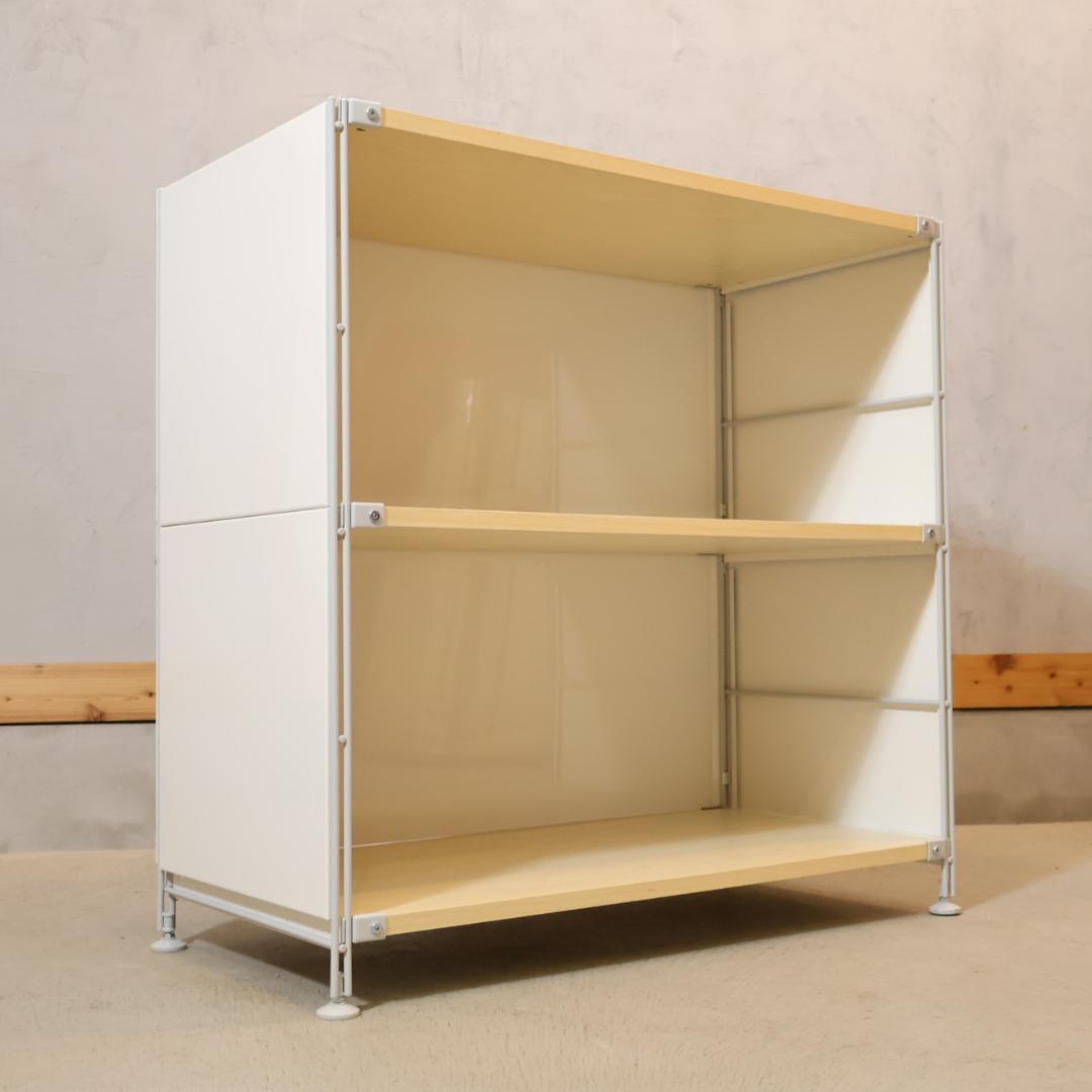 無印良品 MUJI スチール メープル材 3段ユニットシェルフ パネル付モダン