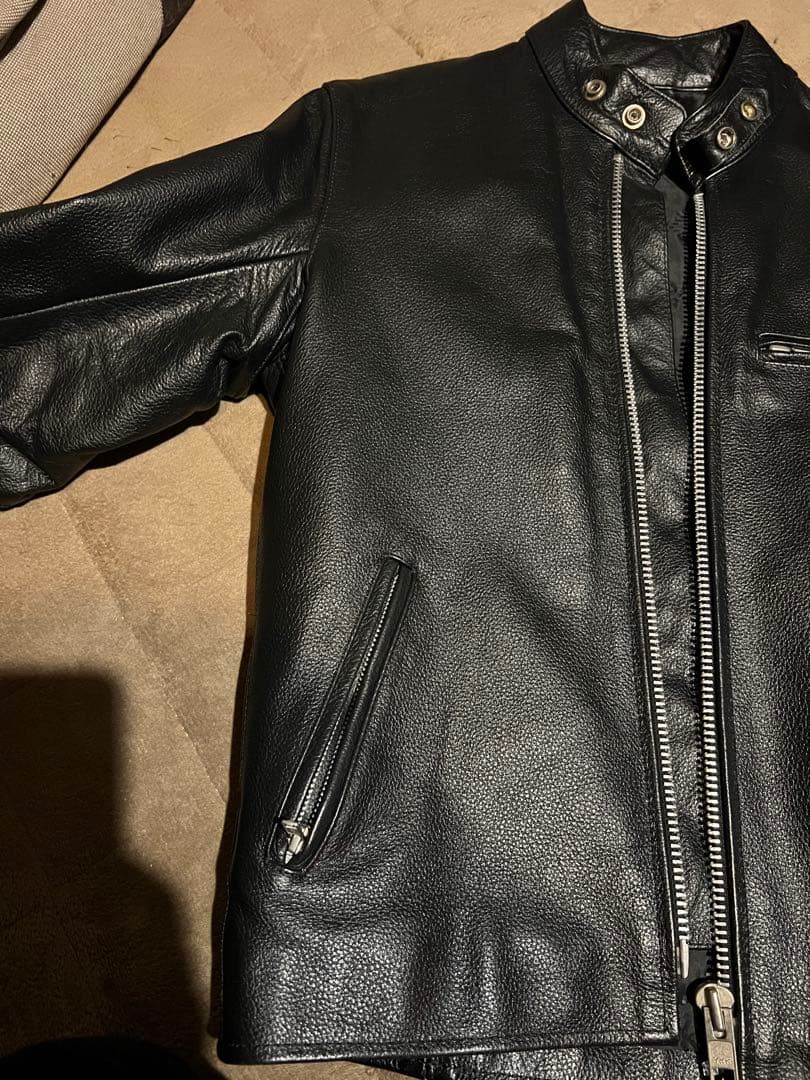 レザー シングルライダースジャケット 黒　バッファロー革　サイズ36