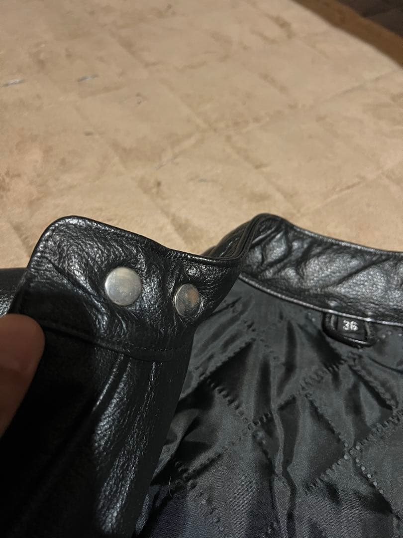 レザー シングルライダースジャケット 黒　バッファロー革　サイズ36