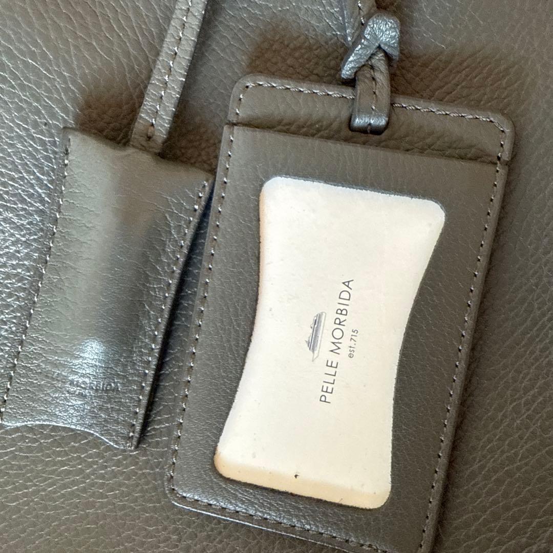 グレー レザー トートバッグ