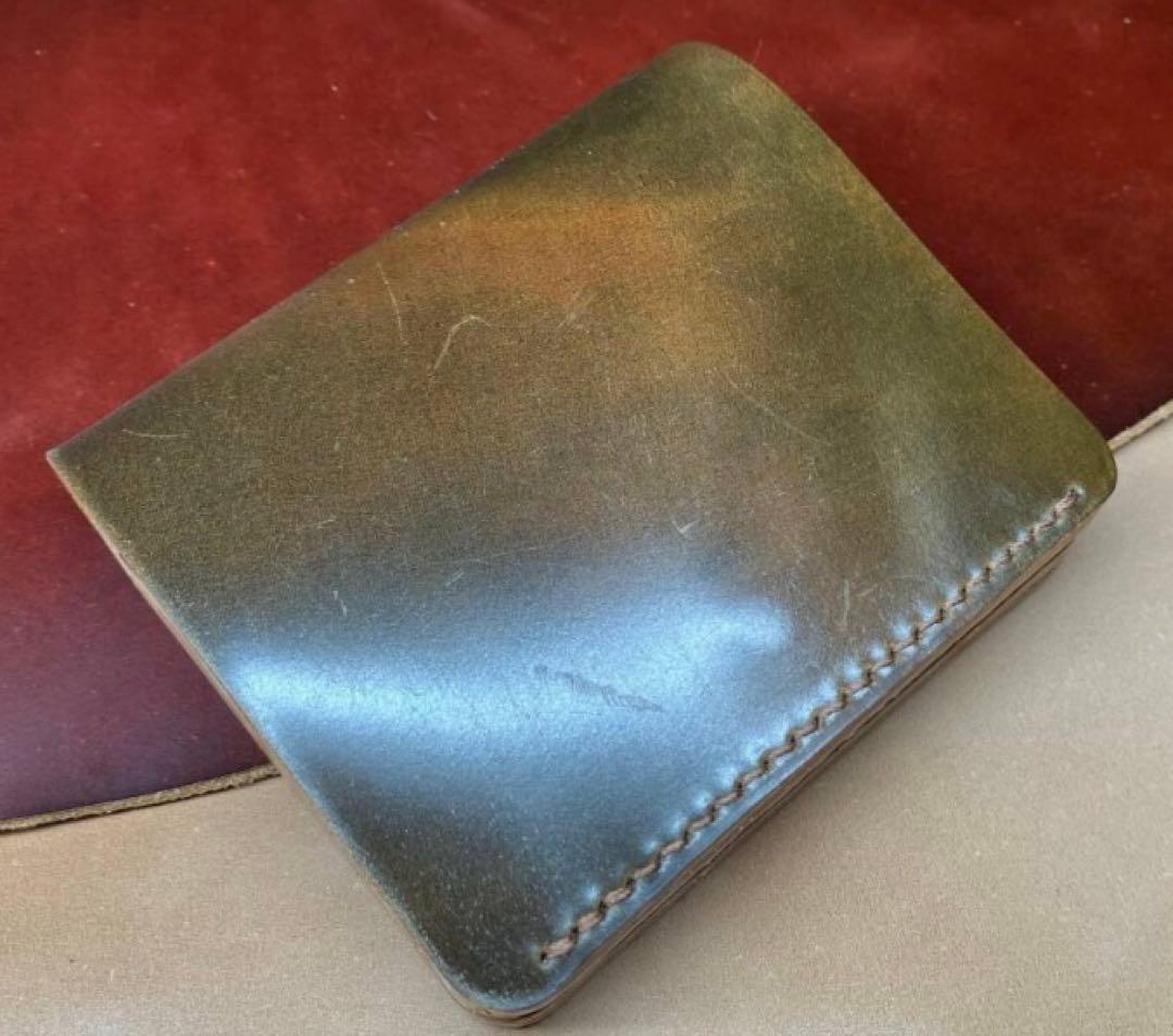 ホーウィン社製シェルコードバン　マーブルダークコニャック 折り財布