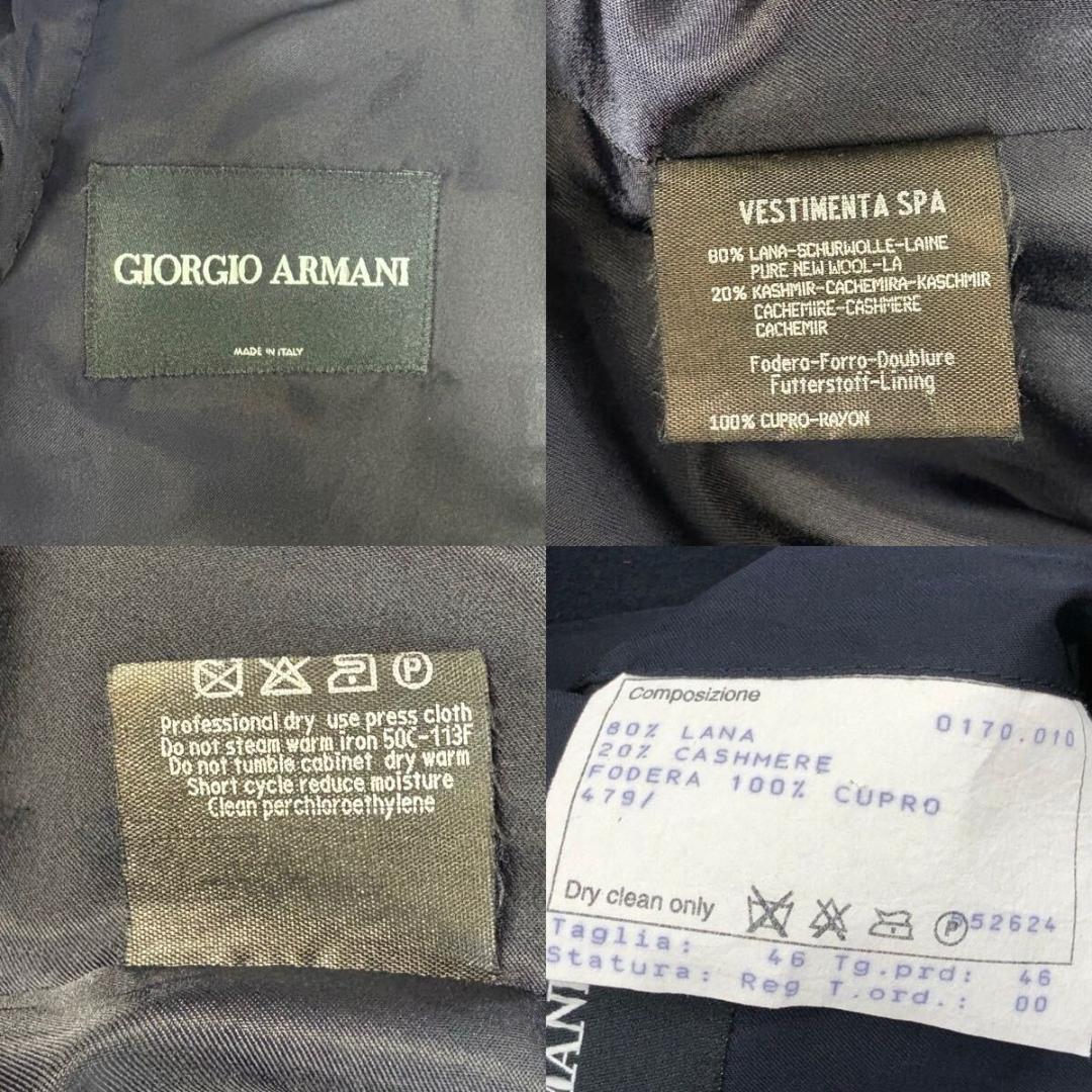 【美品】アルマーニ ウールカシミヤ チェスターコート ネイビー 46 イタリア製