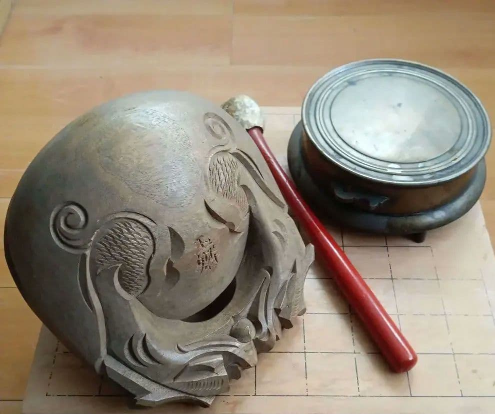 真鍮台座付き 木魚 撥付き 仏具