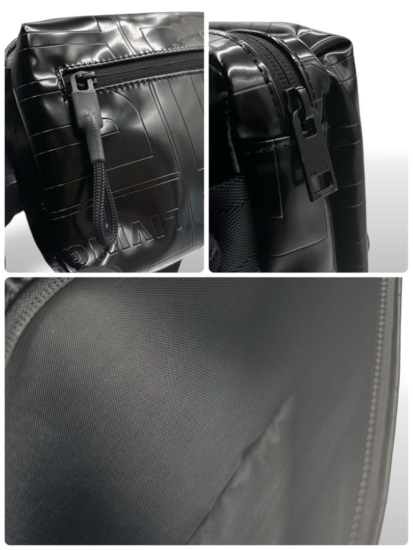 【美品】ディーゼル　ボディバッグ　ウエストポーチ　黒　ロゴ柄　男女兼用　斜め掛け