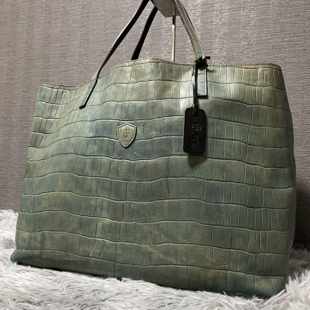 ✨希少✨ Felisi フェリージ　トートバッグ　クロコ型押し　A4収納可