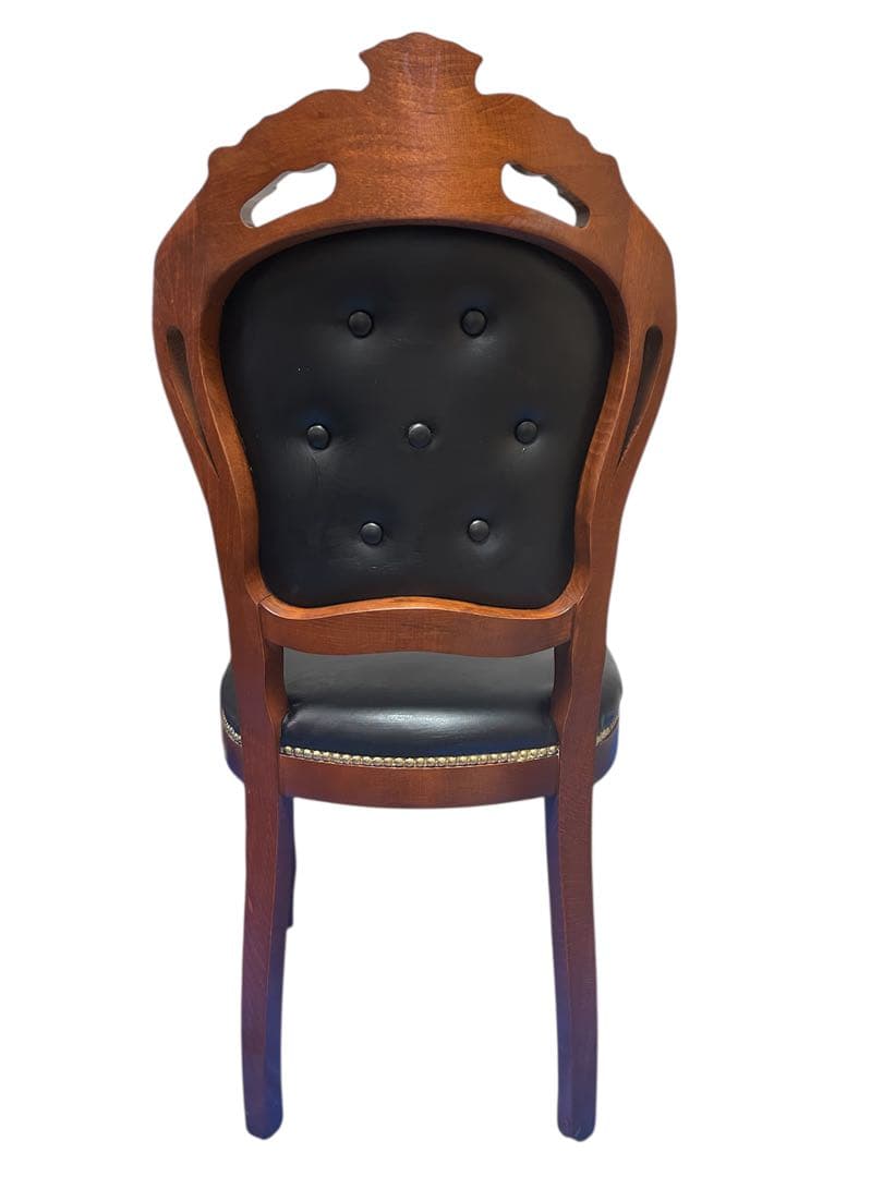 良品　イタリア ダイニングチェア 革張り 猫脚 ブラック②