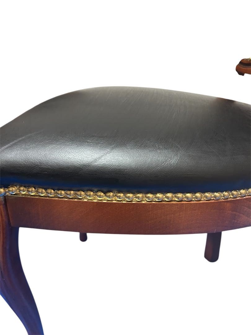 良品　イタリア ダイニングチェア 革張り 猫脚 ブラック②