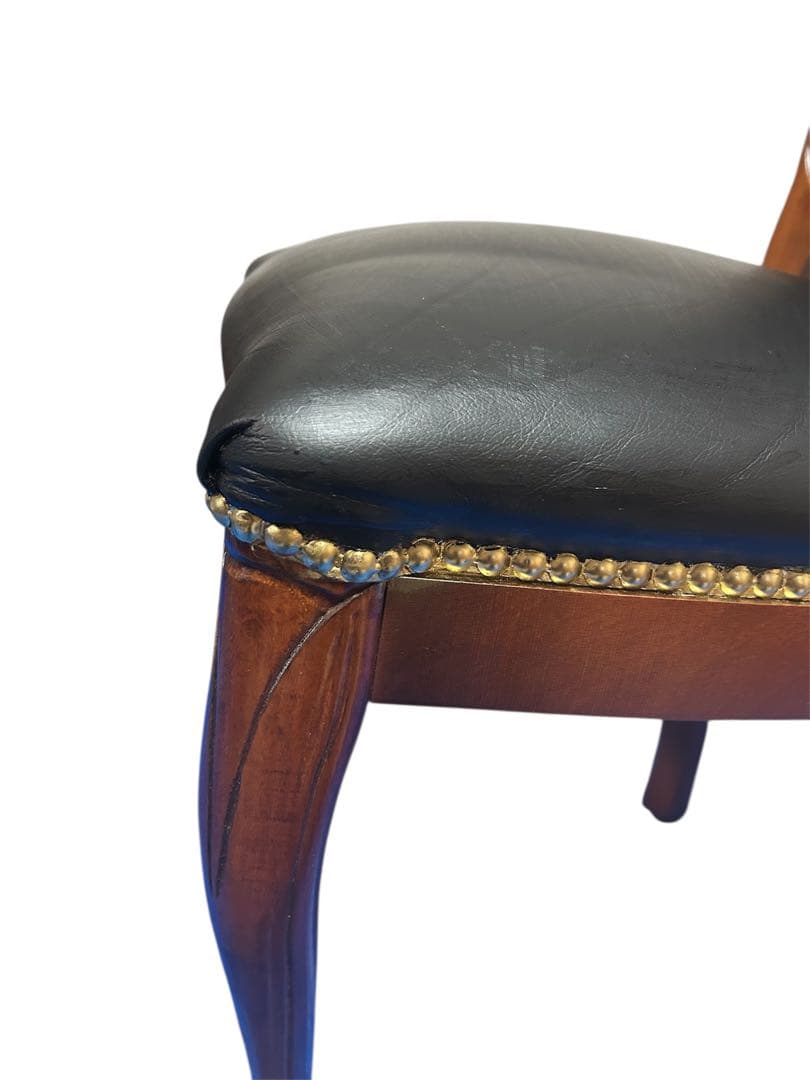 良品　イタリア ダイニングチェア 革張り 猫脚 ブラック②