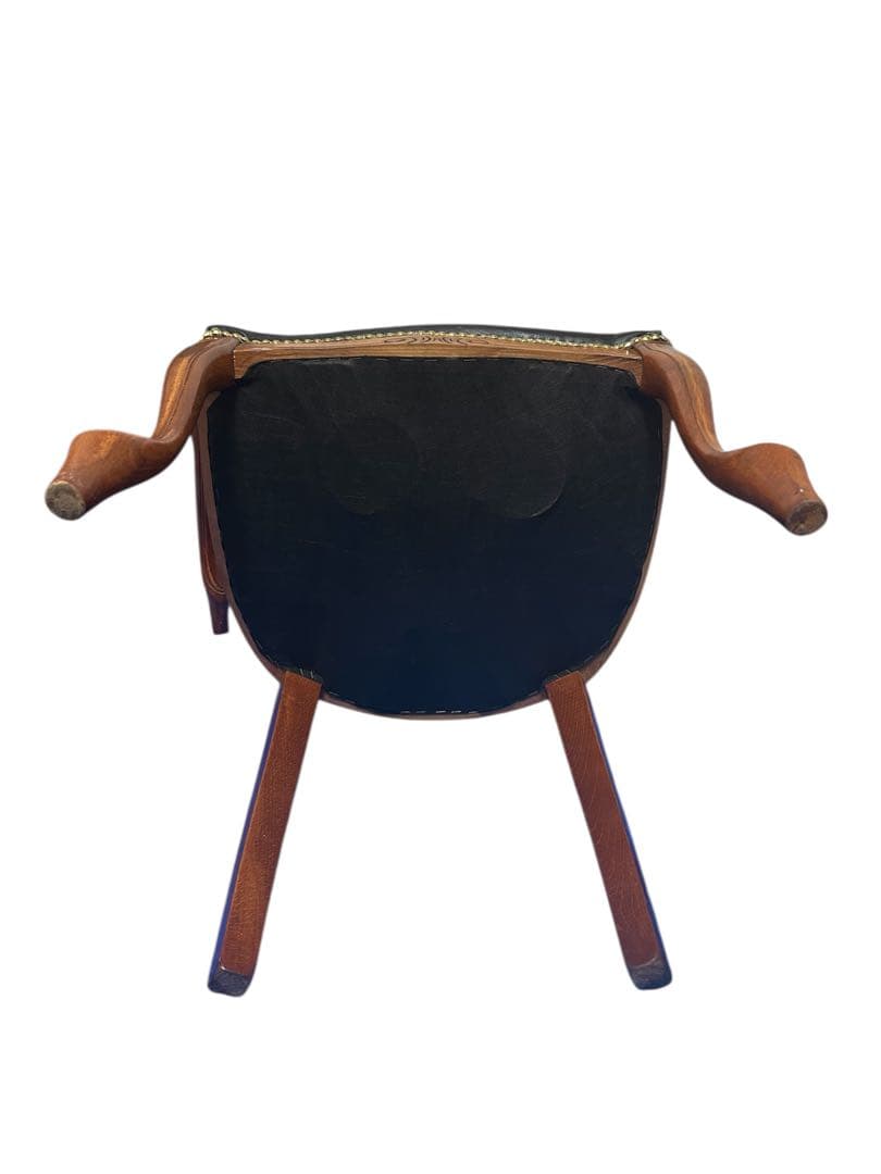 良品　イタリア ダイニングチェア 革張り 猫脚 ブラック②