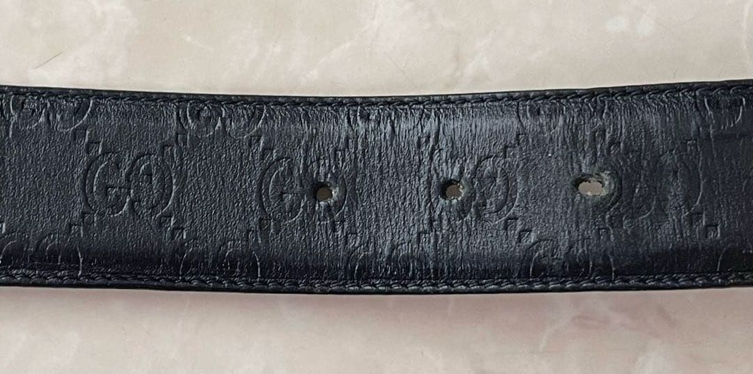 GUCCI グッチ ベルト 本革 ブラック シルバー GG バックル